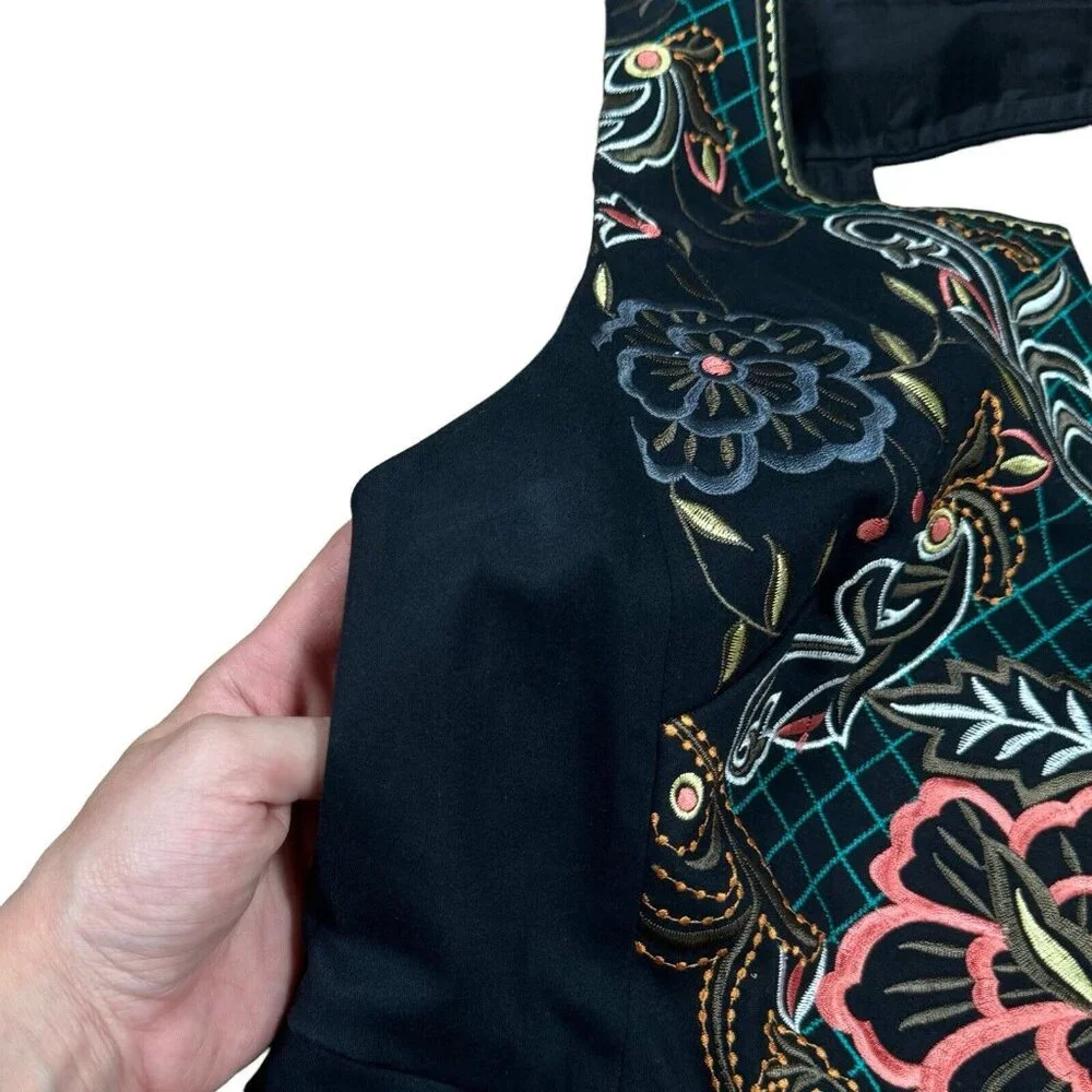 Moulinette Soeurs Anthropologie Size 6 P Black Floral Embroidery PERENNIAL Dress - Picture 6 of 15